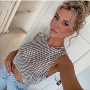 NWT Zara Open Back Rhinestone Top